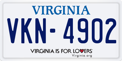 VA license plate VKN4902