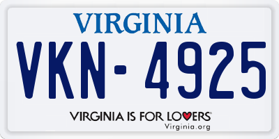 VA license plate VKN4925