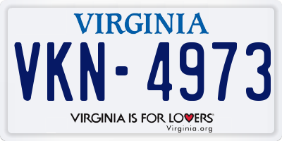 VA license plate VKN4973