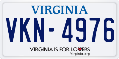 VA license plate VKN4976