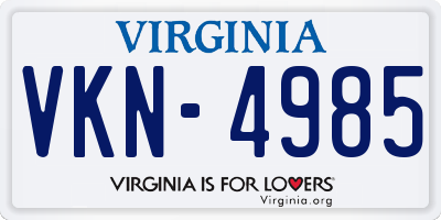 VA license plate VKN4985