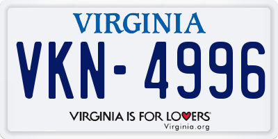 VA license plate VKN4996