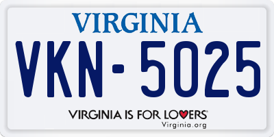 VA license plate VKN5025