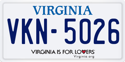 VA license plate VKN5026