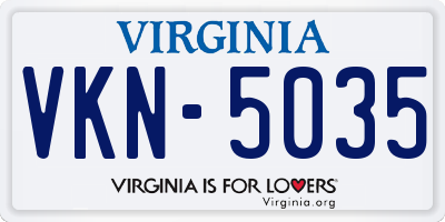 VA license plate VKN5035