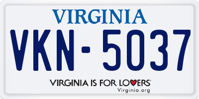 VA license plate VKN5037