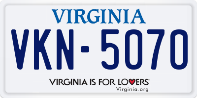 VA license plate VKN5070