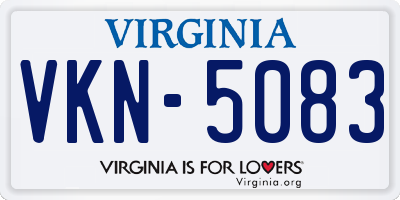VA license plate VKN5083