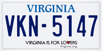 VA license plate VKN5147