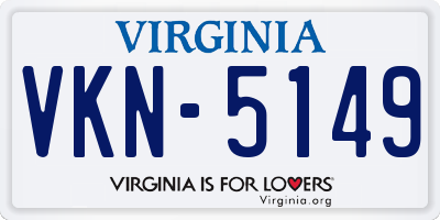 VA license plate VKN5149