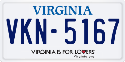 VA license plate VKN5167