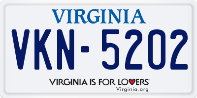 VA license plate VKN5202