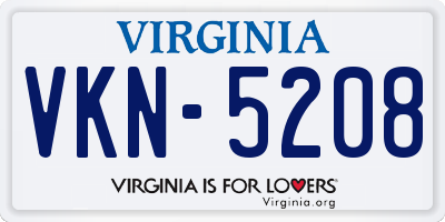 VA license plate VKN5208