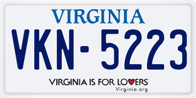 VA license plate VKN5223