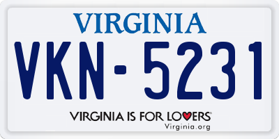 VA license plate VKN5231