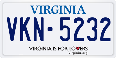 VA license plate VKN5232