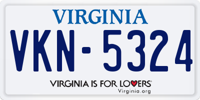 VA license plate VKN5324