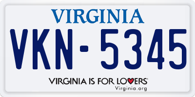 VA license plate VKN5345