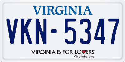 VA license plate VKN5347