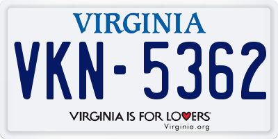 VA license plate VKN5362