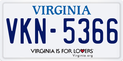 VA license plate VKN5366