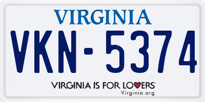 VA license plate VKN5374