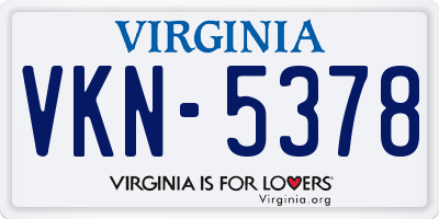 VA license plate VKN5378