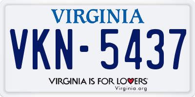 VA license plate VKN5437
