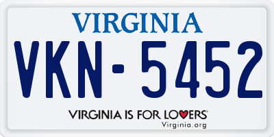 VA license plate VKN5452