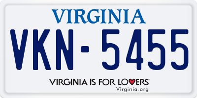 VA license plate VKN5455