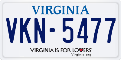 VA license plate VKN5477