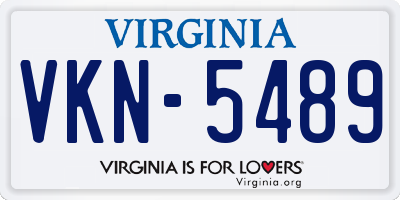 VA license plate VKN5489