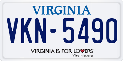 VA license plate VKN5490