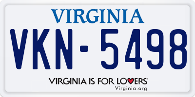 VA license plate VKN5498