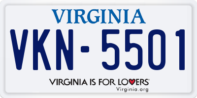 VA license plate VKN5501