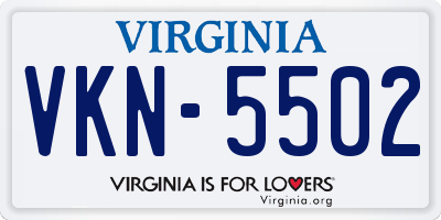 VA license plate VKN5502