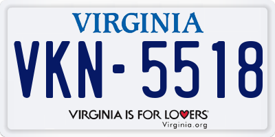 VA license plate VKN5518