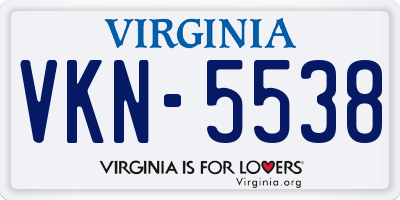 VA license plate VKN5538
