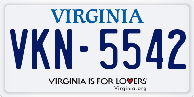VA license plate VKN5542
