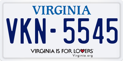 VA license plate VKN5545