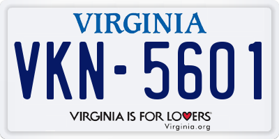 VA license plate VKN5601