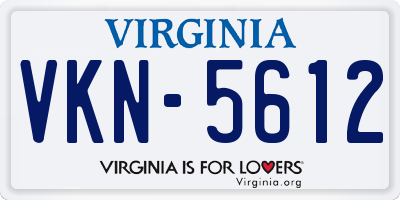 VA license plate VKN5612