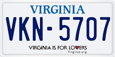 VA license plate VKN5707