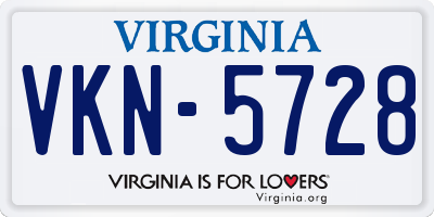 VA license plate VKN5728