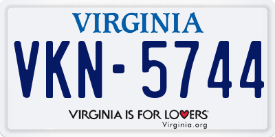 VA license plate VKN5744