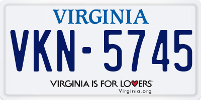 VA license plate VKN5745