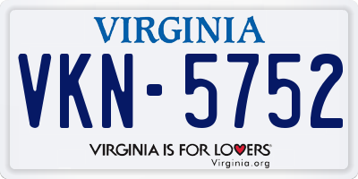 VA license plate VKN5752