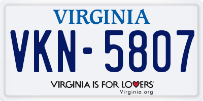 VA license plate VKN5807