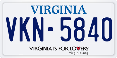 VA license plate VKN5840