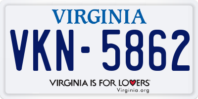 VA license plate VKN5862